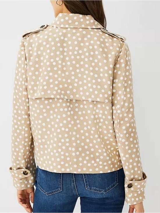 Ann Taylor Dotted Swing Trench Coat Tan Large - Picture 2 of 13